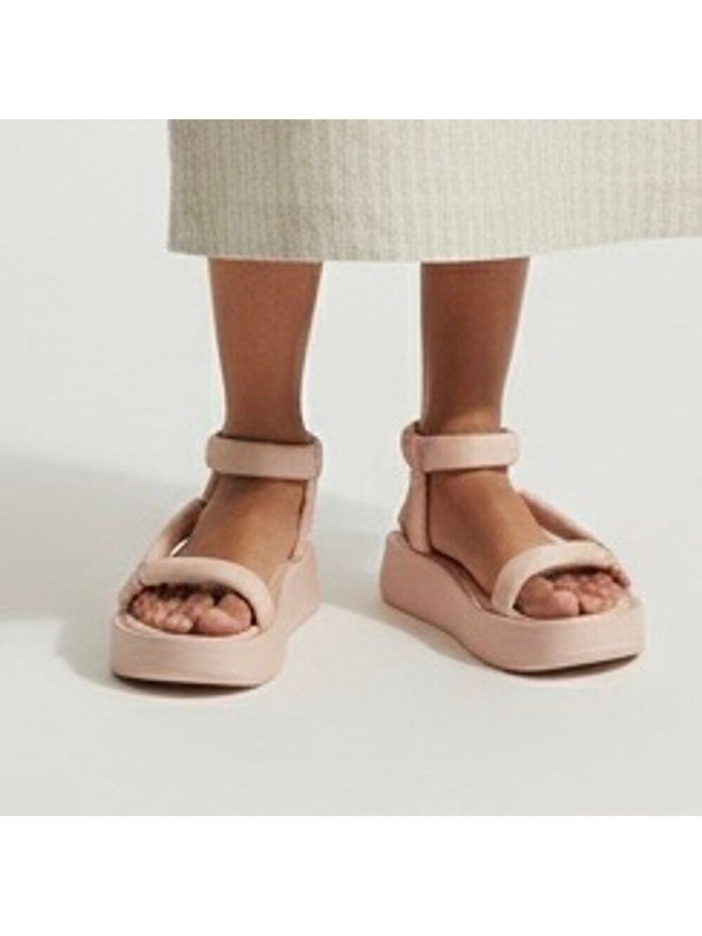 ASH Victoria Womens Leather Quilted Puffy Platform Sandals Blush pink Sz 38